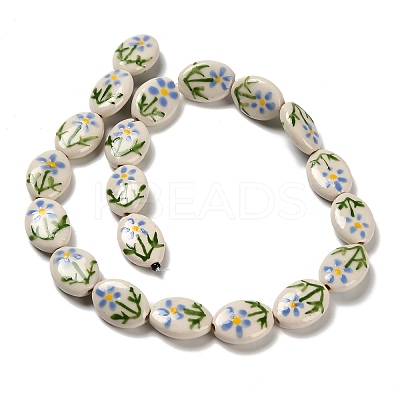 Flower Theme Printed Handmade Porcelain Beads LAMP-D303-06E-02-1