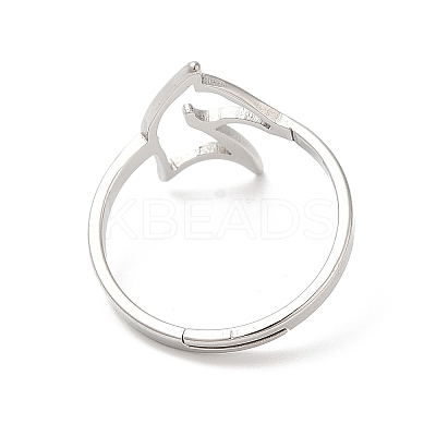 Non-Tarnish 304 Stainless Steel Hollow Horse Adjustable Ring RJEW-L107-023P-1