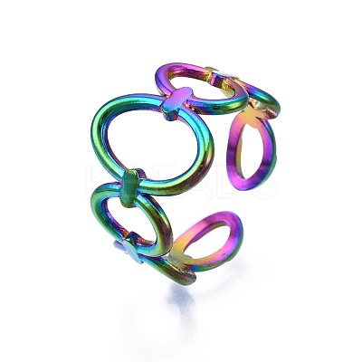 304 Stainless Steel Oval Wrap Cuff Ring RJEW-N038-099-1