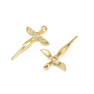 Brass Micro Pave Cubic Zirconia Pendants KK-S526-23G-1