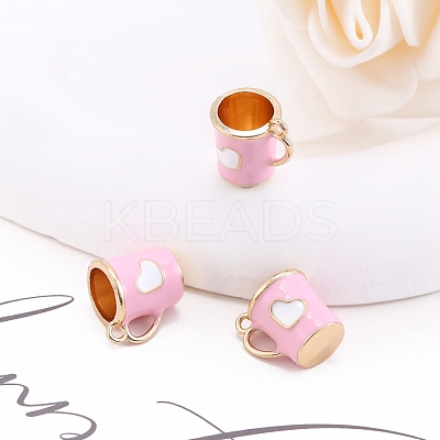 Alloy Enamel Mug Cup with Heart Miniature Ornaments PW-WG9EB43-05-1