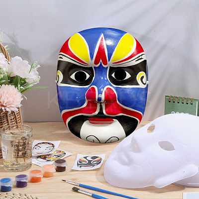 12 Styles DIY Blank Unpainted Peking Opera Mask DIY-BC0014-78-1