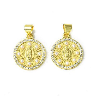 Real 18K Gold Plated Brass Micro Pave Clear Cubic Zirconia Pendants KK-H472-35B-G-1