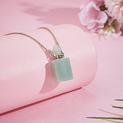 1Pc Natural Green Aventurine Perfume Bottle Necklaces NJEW-PH0001-37B-01-1