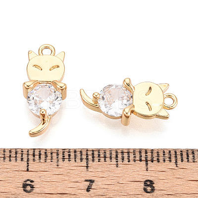 Brass Pave Cubic Zirconia Pendants KK-T071-43G-1