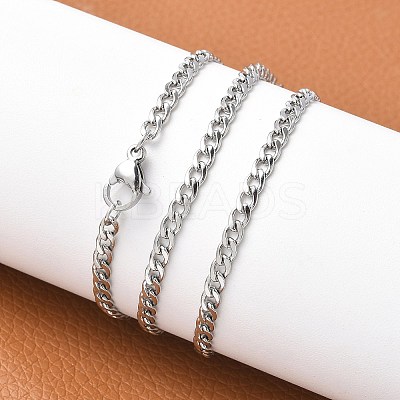 Non-Tarnish 304 Stainless Steel Curb Chain Necklace Making X-STAS-A028-N108P-1
