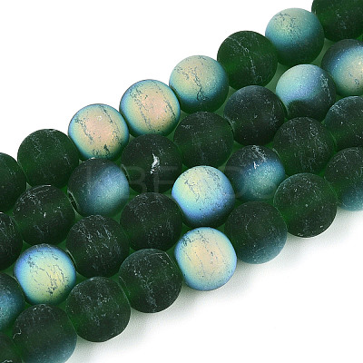 Frosted Transparent Glass Beads Strands LS-GLAA-T032-T10mm-MBB22-1
