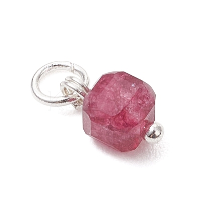 Natural Colorful Tourmaline Table Cut Cube Charms with 304 Stainless Steel Findings PALLOY-JF04875-1