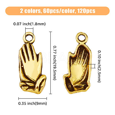 120Pcs 2 Colors Zinc Alloy Pendants FIND-HY0002-14-1