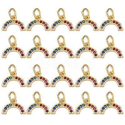 20Pcs Brass Micro Pave Colorful Cubic Zirconia Charms KK-SZ0004-71-1