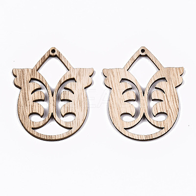 Unfinished Hollow Wood Big Pendants WOOD-N006-127-1