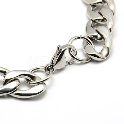 Tarnish Resistant 304 Stainless Steel Curb Chain/Twisted Chain Bracelets X-STAS-A028-B127P-1