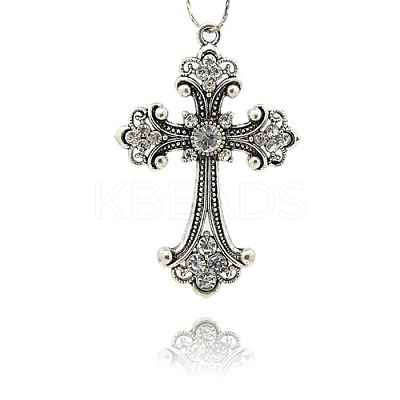 Alloy Rhinestone Cross Big Pendants TIBE-M001-167-1