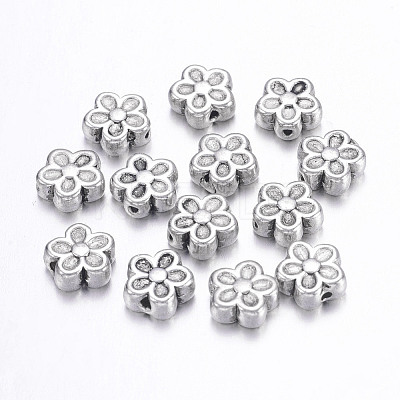 Tibetan Style Alloy 3D Flower Beads LF0476Y-NF-1