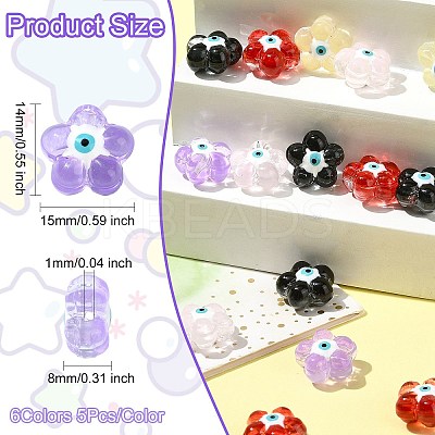 30Pcs 6 Colors Transparent Glass Beads GLAA-CJ0002-62-1