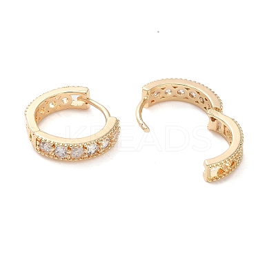 Brass Micro Pave Clear Cubic Zirconia Hoop Earrings EJEW-S234-05G-1