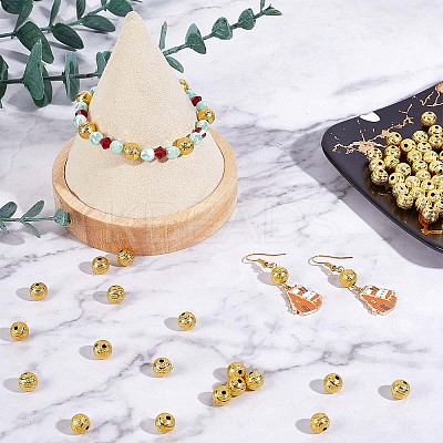 100Pcs Brass Textured Beads KK-SC0003-40-1