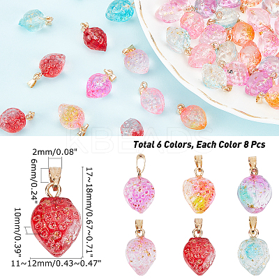 48Pcs 6 Colors Two Tone Transparent Spray Painted Glass Pendants GLAA-NB0001-38-1