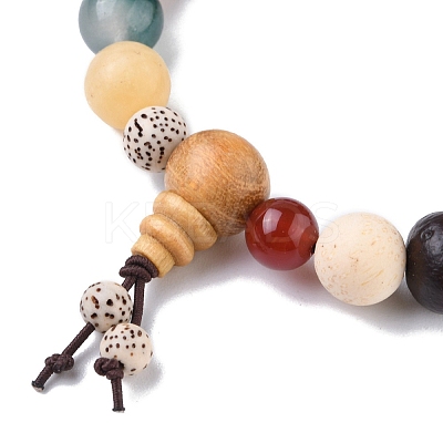 Natural Mixed Gemstone Round Beaded Stretch Bracelet BJEW-YW0001-05-1