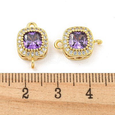 Brass Pave Cubic Zirconia Connector Charms KK-B096-05G-04-1