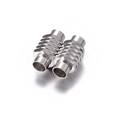 Tarnish Resistant 304 Stainless Steel Magnetic Clasps with Glue-in Ends LS-STAS-H055-2-1