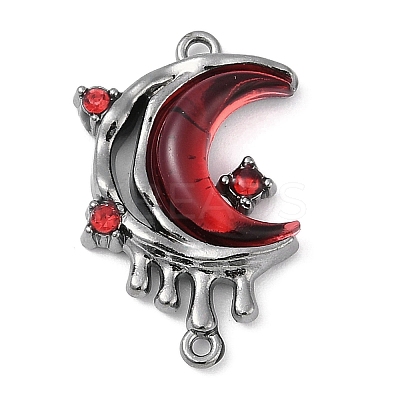 Alloy Rhinestone Melted Crescent Moon Connector Charms LS-PALLOY-R151-46B-1