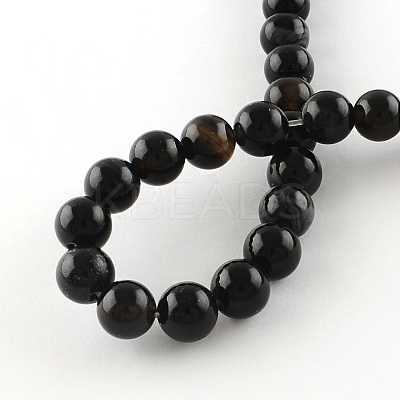 Natural Black Onyx Round Bead Strands G-R198-8mm-1