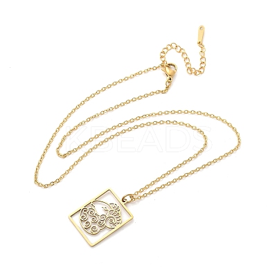 304 Stainless Steel Necklace NJEW-D330-01G-01-1