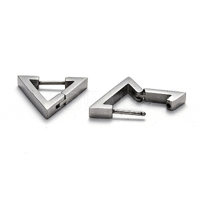 Tarnish Resistant 304 Stainless Steel Triangle Huggie Hoop Earrings STAS-J033-02B-P-1