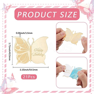 21Pcs Birthday Theme Mirror Effect Acrylic Birthday Cupcake Insert Card Decoration AJEW-SP0001-73B-1