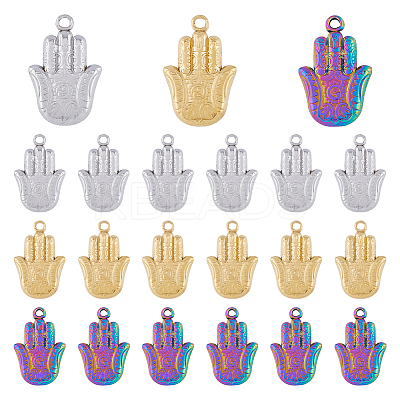 18Pcs 3 Colors 201 Stainless Steel Pendants Ion Plating(IP) STAS-DC0013-51-1