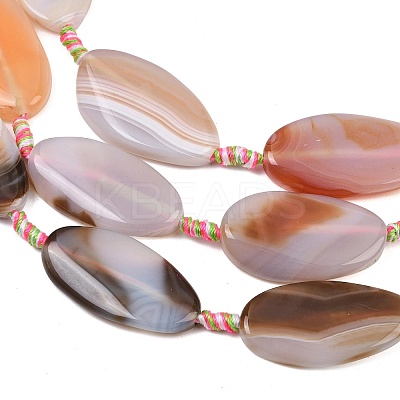 Natural Banded Agate Beads Strands G-F825-H01-01D-1