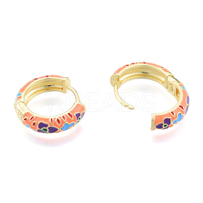 Colorful Enamel Flower Hoop Earrings EJEW-N011-105LG-1