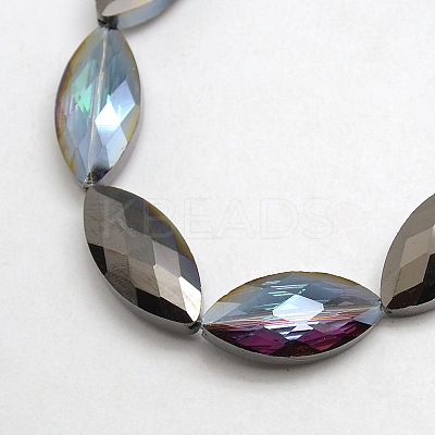 Faceted Electroplate Crystal Glass Horse Eye Beads X-EGLA-F071-M-1
