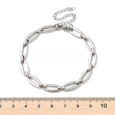 304 Stainless Steel Oval Link Chains Bracelets for Men & Women BJEW-D042-34P-1