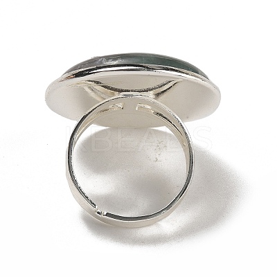 Natural Fluorite Round Adjustable Rings RJEW-K371-09S-22-1