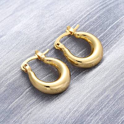 Chunky Huggie Hoop Earrings for Women LS-EJEW-A064-11G-RS-1