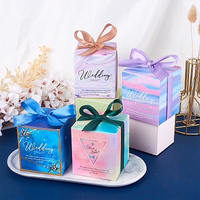 40Sets 4 Color Square Fold Paper Candy Boxes CON-MB0001-17-1