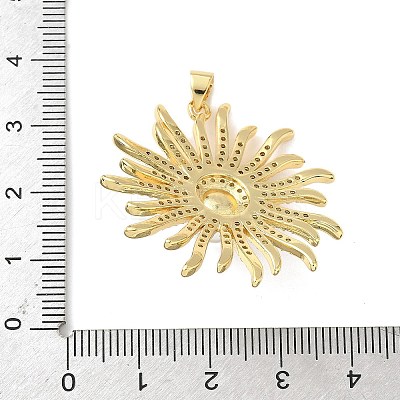 Brass Micro Pave Cubic Zirconia ABS Plastic Peal Pendants KK-L239-034G-1