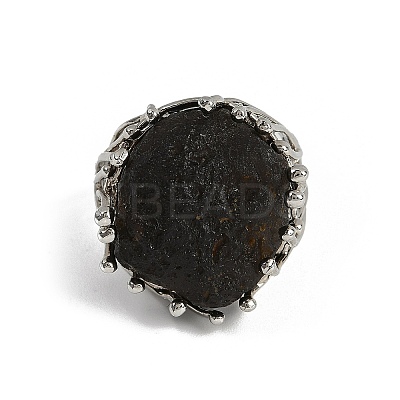 Nuggets Natural Tektite Finger Rings RJEW-P128-08P-C-1