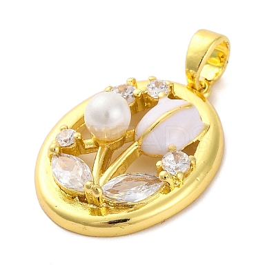 Brass Micro Pave Cubic Zirconia Pendants KK-A232-10G-1