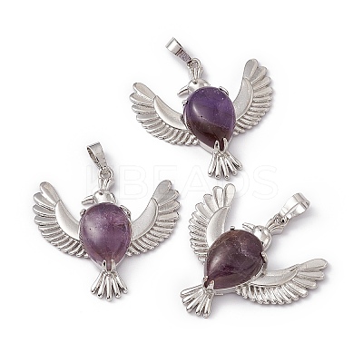 Natural Amethyst Pendants G-P484-05P-05-1