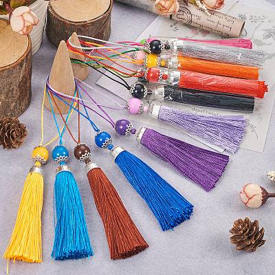 28Pcs 14 Colors Polyester Tassel Big Pendants Decorations HJEW-TA0001-07-1