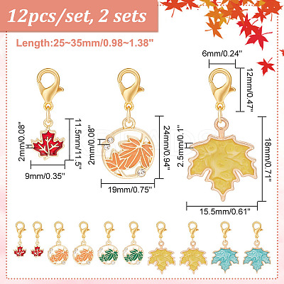 Autumn Maple Leaf Pendant Stitch Markers HJEW-AB00427-1
