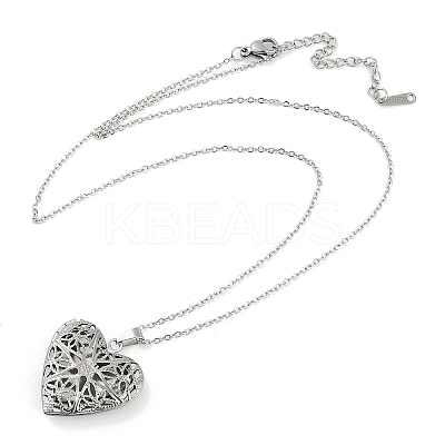 Anti-Tarnish 304 Stainless Steel Heart Locket Pendant Cable Chain Necklaces for Women LS-NJEW-M050-04B-P-1