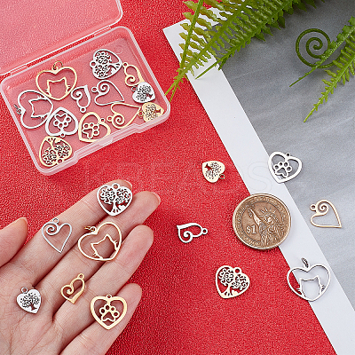 24Pcs 6 Style Stainless Steel Pendants STAS-GA0001-18-1