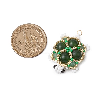 Handmade Glass Seed Beads Loom Pattern Pendants PALLOY-MZ00361-03-1