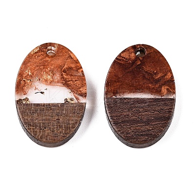 Transparent Resin and Walnut Wood Pendants RESI-T057-04C-1