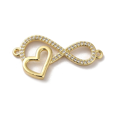 Eco-Friendly Rack Plating Brass Micro Pave Clear Cubic Zirconia Connector Charms KK-F853-25G-1