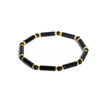 Natural Obsidian Bead Stretch Bracelets PW-WG50993-05-1